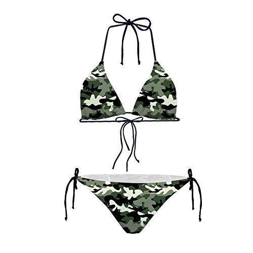 HUGS IDEA Damen Bikini, gepolstert, Camouflage, 2-teilig, verstellbar Gr. Medium, Camouflage 6 von HUGS IDEA