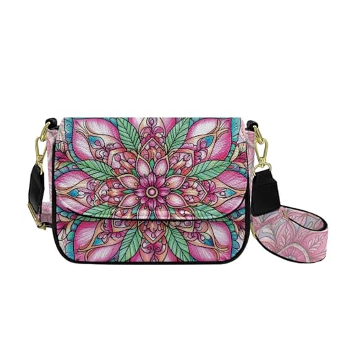 HUGS IDEA Damen Crossbody Geldbörse Leichte Schultertasche Handtasche Leder Hobo Bag, Boho Floral, Einheitsgröße von HUGS IDEA