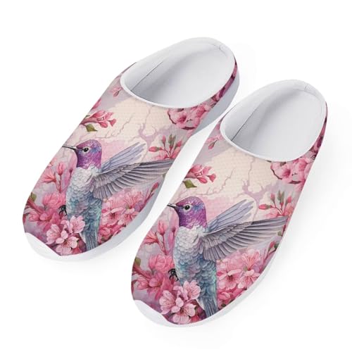 HUGS IDEA Damen Garten Clogs Schuhe Atmungsaktiv Schnell Trocknend Sandalen Hausschuhe Strand Schuhe, Kolibri Floral, 38 EU von HUGS IDEA