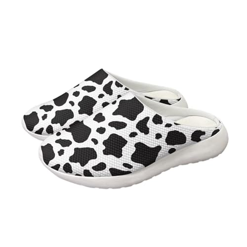 HUGS IDEA Damen Garten Clogs Slip on Gartenschuhe Süß Schnell Trocknend Wasserschuhe Sandalen Strand Wasserschuhe, Schwarze Kuh, 43 EU von HUGS IDEA
