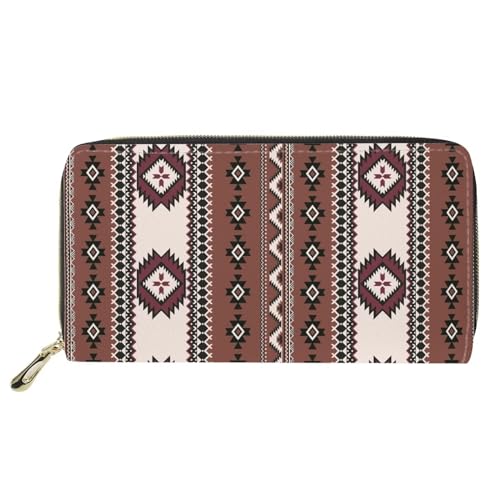 HUGS IDEA Damen-Geldbörse, Motiv: Indianer, Azteken, Navajo, lange Geldbörse, Clutch, PU-Leder, Reißverschluss, Kreditkartenhalter, Münztasche, Ureinwohner Südwest-Amerikanischer Azteken-Navajo von HUGS IDEA