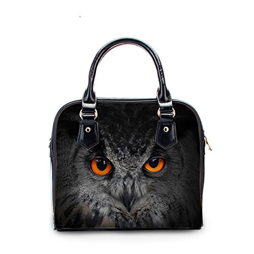 HUGS IDEA Damen-Handtasche mit 3D-Eulen-Motiv, mit Tragegriff, Eule 4 (Schwarz) - Y-H008DL von HUGS IDEA