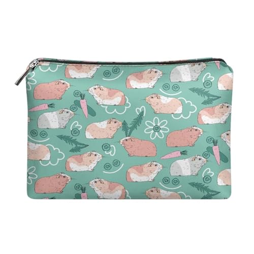 HUGS IDEA Damen Mode Leder Handtasche Reise Kosmetiktasche Reißverschluss Clutch PU Leder Geldbörse, Cartoon Meerschweinchen, Einheitsgröße von HUGS IDEA