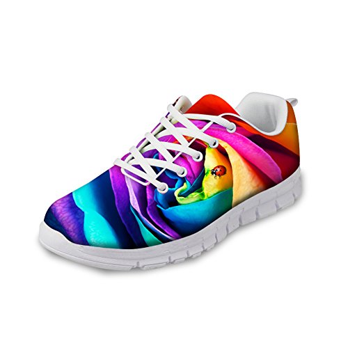 HUGS IDEA Farbenfrohe modische Damen-Sneakers, Laufschuhe, Blume 6, 42 EU von HUGS IDEA