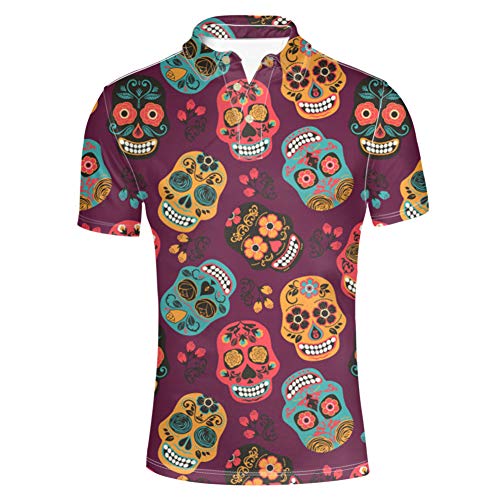 HUGS IDEA Fashion Erwachsene Herren Jersey Poloshirt Kurzarm Gr. XXL, Sugar Skull 2 von HUGS IDEA