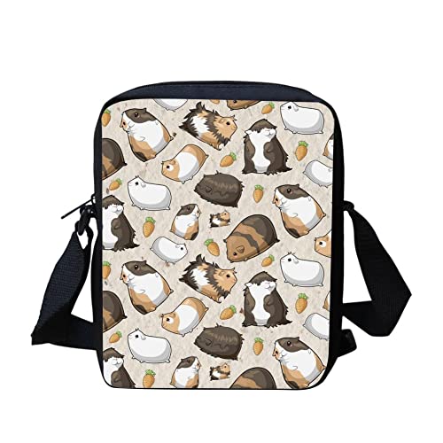 HUGS IDEA Fashion Messenger Bag, Kleine Crossbody Bag für Reisen Schule, Unisex, Jungen Mädchen Schulter Handtasche, Meerschweinchen, Einheitsgröße von HUGS IDEA