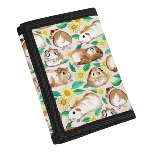 HUGS IDEA Fashion Trifold Wallet for Kids Boys Girls Lightweight Small Wallet with Coin Pockets Trifold Moneybag, Blumiges Meerschweinchen, Einheitsgröße von HUGS IDEA