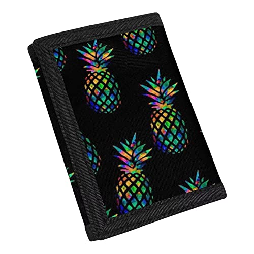 HUGS IDEA Fashion Trifold Wallet for Kids Boys Girls Lightweight Small Wallet with Coin Pockets Trifold Moneybag, Tropische Ananas, Einheitsgröße von HUGS IDEA