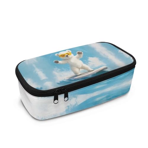 HUGS IDEA Federmäppchen für Jungen, großes Fassungsvermögen, Stifteetui mit mehreren Fächern, Federmäppchen, eisbär, Einheitsgröße, Schulranzen von HUGS IDEA