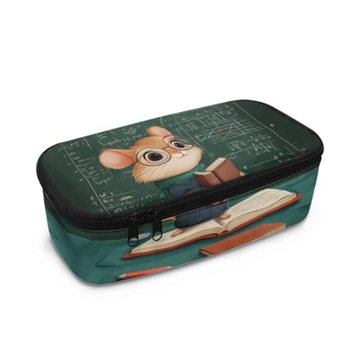 HUGS IDEA Federmäppchen für die Schule, leichtes Federmäppchen mit mehreren Fächern, Schreibwaren-Organizer, Cartoon-Eichhörnchen-Buchdruck, Einheitsgröße, Schulranzen von HUGS IDEA