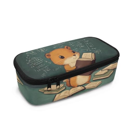 HUGS IDEA Federmäppchen für die Schule, leichtes Federmäppchen mit mehreren Fächern, Schreibwaren-Organizer, Cartoon-Eichhörnchen., Einheitsgröße, Schulranzen von HUGS IDEA