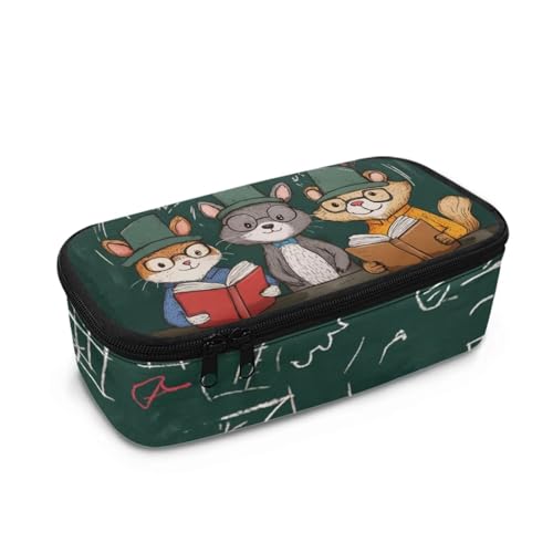 HUGS IDEA Federmäppchen für die Schule, leichtes Federmäppchen mit mehreren Fächern, Schreibwaren-Organizer, Cartoon-Tier, Einheitsgröße, Schulranzen von HUGS IDEA