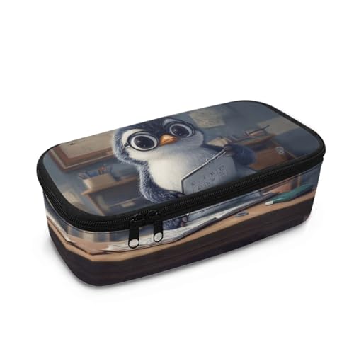 HUGS IDEA Federmäppchen für die Schule, leichtes Federmäppchen mit mehreren Fächern, Schreibwaren-Organizer, Süßer Pinguin, Einheitsgröße, Schulranzen von HUGS IDEA