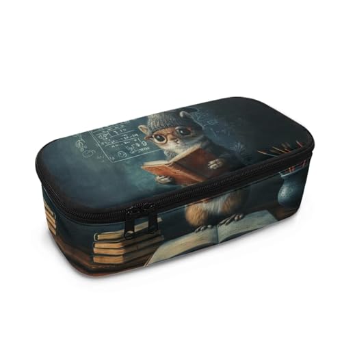 HUGS IDEA Federmäppchen für die Schule, leichtes Federmäppchen mit mehreren Fächern, Schreibwaren-Organizer, Süßes Eichhörnchen, Einheitsgröße, Schulranzen von HUGS IDEA