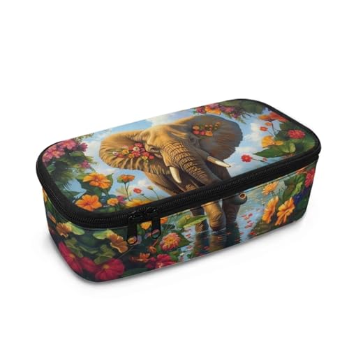 HUGS IDEA Federmäppchen mit mehreren Fächern, leichtes Stifteetui für Jungen, 3D-Elefant, Einheitsgröße, Schulranzen von HUGS IDEA