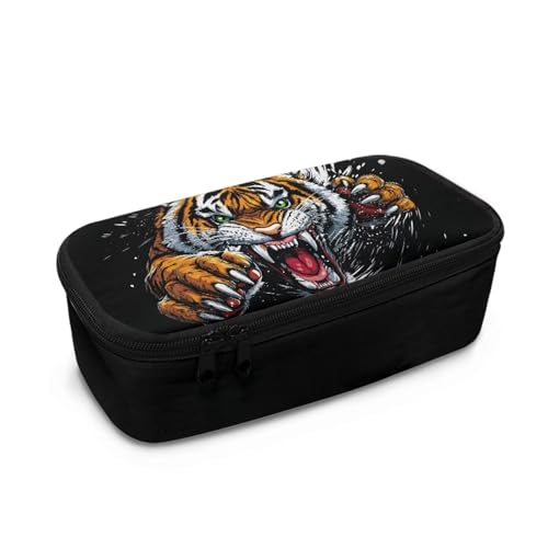 HUGS IDEA Federmäppchen mit mehreren Fächern, leichtes Stifteetui für Jungen, Cooler Tiger, Einheitsgröße, Schulranzen von HUGS IDEA