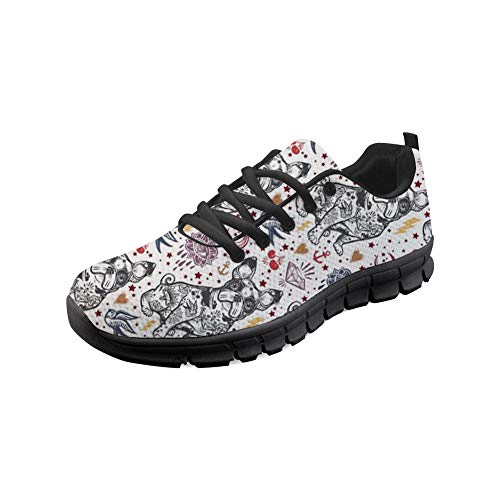 HUGS IDEA French Bulldog Print Damen Sneakers Lightweght Mesh Atmungsaktiv Lace-Up Athletic Walking Laufen Jogging Mode Schuhe für Mädchen - Größe: EU 42 von HUGS IDEA