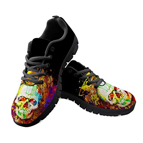 HUGS IDEA Gelber SpritzschäDelkopf Ultraleichte Memory Foam Mesh Sneakers Mesh Atmungsaktive Sneakers Sport Road Running Trainer EU 41 von HUGS IDEA