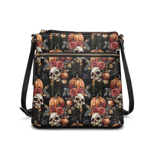 HUGS IDEA Halloween Crossbody Bag Damen Trendy Umhängetasche Mode Hobo Handtasche, Halloween-Kürbis-Geist, Einheitsgröße von HUGS IDEA