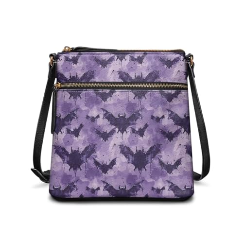HUGS IDEA Halloween Crossbody Bag Damen Trendy Umhängetasche Mode Hobo Handtasche, Violette Fledermäuse, Einheitsgröße HUGS IDEA Halloween Crossbody Bag Damen Trendy Umhängetasche Mode Hobo Handtasche, Violette Fledermäuse, Einheitsgröße von HUGS IDEA