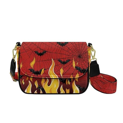HUGS IDEA Halloween Crossbody Geldbörse für Frauen Hobo Handtasche Leder Schultertasche, Flammenschläger, Einheitsgröße von HUGS IDEA