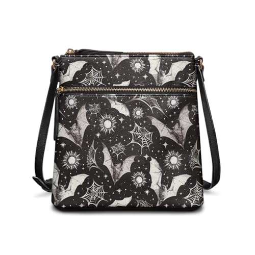 HUGS IDEA Halloween Damen Crossbody Handtaschen Gothic Crossbody Geldbörse Hobo Bag, Fledermaus Halloween, Einheitsgröße von HUGS IDEA