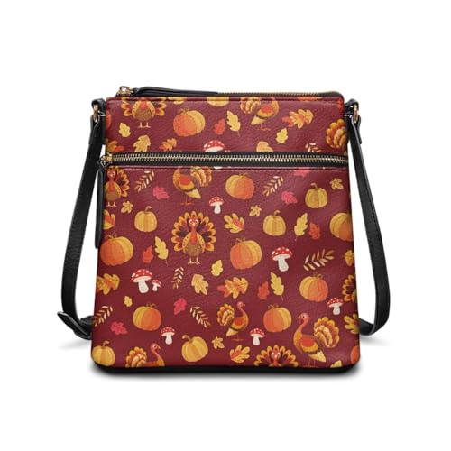 HUGS IDEA Herbst Crossbody Geldbörse Damen Stilvolle Hobo Bag Große Kapazität Schultertasche, Herbst-Kürbis-Türkei, Einheitsgröße von HUGS IDEA