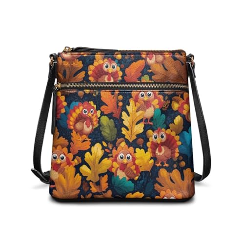 HUGS IDEA Herbst Crossbody Geldbörse Damen Stilvolle Hobo Bag Große Kapazität Schultertasche, Herbst Thanksgiving Türkei, Einheitsgröße von HUGS IDEA