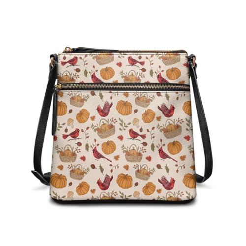 HUGS IDEA Herbst Crossbody Geldbörse Damen Stilvolle Hobo Bag Große Kapazität Schultertasche, Herbstkürbis, Einheitsgröße von HUGS IDEA