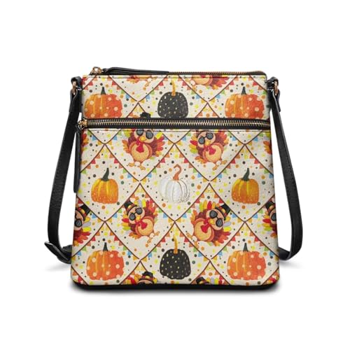 HUGS IDEA Herbst Crossbody Geldbörse Damen Stilvolle Hobo Bag Große Kapazität Schultertasche, Pumpkin Turkey, Einheitsgröße von HUGS IDEA