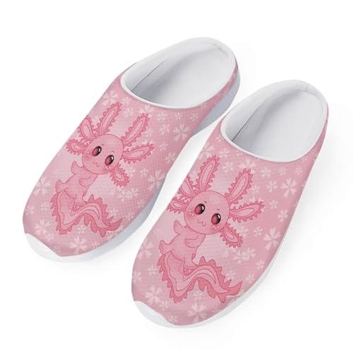 HUGS IDEA Herren Damen Garten Clog Bequeme Slip on Gartensandalen Leichte Wasserschuhe Sommer Hausschuhe, Cartoon Axolotl, 40 EU von HUGS IDEA
