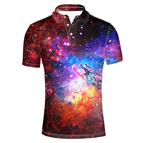 HUGS IDEA Herren Poloshirt Galaxy Star Slim Fit kurzärmlig - - 3X-Groß von HUGS IDEA