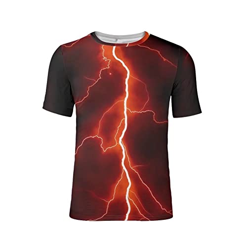 HUGS IDEA Herrenmode Sommer T-Shirt Casual Kurzarm Tops T-Shirt 3D-Grafikdruck XS-4XL, Abstrakter Blitz, 4XL von HUGS IDEA