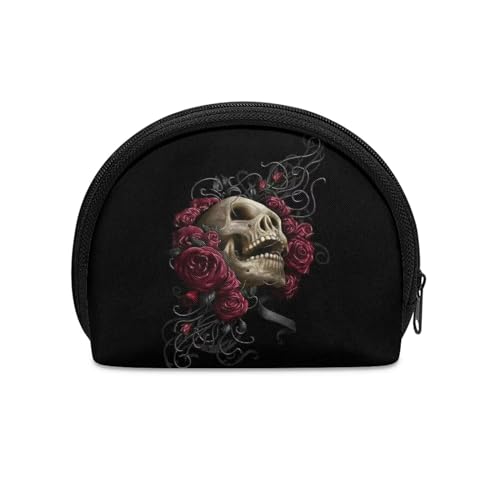 HUGS IDEA Kleine, halbrunde Münzaufbewahrungstasche für Damen und Mädchen, robuster Reißverschluss, Mini-Münztasche, Reisegeldbeutel, Sugar Skull, Einheitsgröße, Münztasche von HUGS IDEA