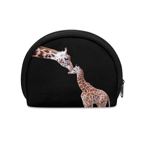 HUGS IDEA Kleine, halbrunde Münzaufbewahrungstasche für Damen und Mädchen, robuster Reißverschluss, Mini-Münztasche, Reisegeldbeutel, giraffe, Einheitsgröße, Münztasche von HUGS IDEA