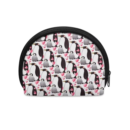 HUGS IDEA Kleine, halbrunde Münzaufbewahrungstasche für Damen und Mädchen, robuster Reißverschluss, Mini-Münztasche, Reisegeldbeutel, pinguin, Einheitsgröße, Münztasche von HUGS IDEA