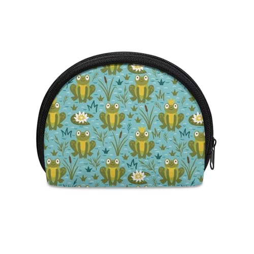 HUGS IDEA Kleine Münzbörse für Damen, halbrund, Mini-Münztasche, Reisegeldtasche, Handtasche, Geldbörse, Cartoon Frosch, Einheitsgröße, Münztasche von HUGS IDEA