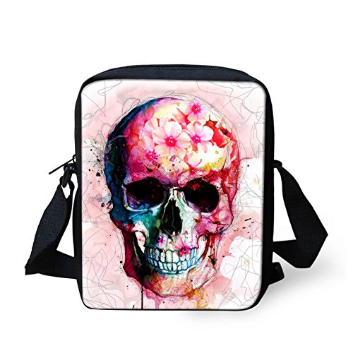 HUGS IDEA Mini-Umhängetasche mit Totenkopf-Aufdruck, für Damen und Herren, Skull1, S, Kuriertasche von HUGS IDEA