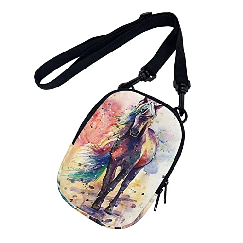 HUGS IDEA Leichte Umhängetasche mit Reißverschluss für Damen und Mädchen, modische kleine Kuriertasche, Mini-Geldbörse, Schultertasche, pferd, Einheitsgröße von HUGS IDEA