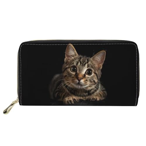 HUGS IDEA Lustige Katzen-Damen-Geldbörse, PU-Leder, Clutch, lange Geldbörse, Reißverschluss, Kreditkartenhalter, Reise-Münztaschen, Lustige Katze von HUGS IDEA