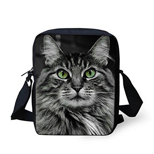 HUGS IDEA Nette Frauen Denim Katze Hund Gedruckt Kleine Umhängetasche Mini Schulter Handtaschen, Cate Face, Small von HUGS IDEA