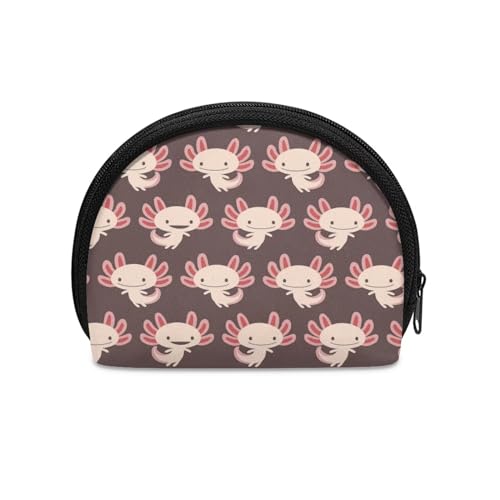 HUGS IDEA Mini-Münzgeldbörse für Kinder, Jungen, Mädchen, kleine halbrunde Münzaufbewahrungstasche für Reisen, Reißverschluss, Cartoon Axolotl, Einheitsgröße, Münztasche von HUGS IDEA