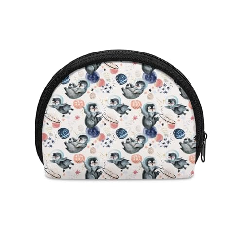 HUGS IDEA Mini-Münzgeldbörse für Kinder, Jungen, Mädchen, kleine halbrunde Münzaufbewahrungstasche für Reisen, Reißverschluss, Cartoon-Pinguin, Einheitsgröße, Münztasche von HUGS IDEA