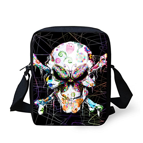 HUGS IDEA Mini-Umhängetasche mit Totenkopf-Aufdruck, für Damen und Herren, Skull4, S, Kuriertasche von HUGS IDEA