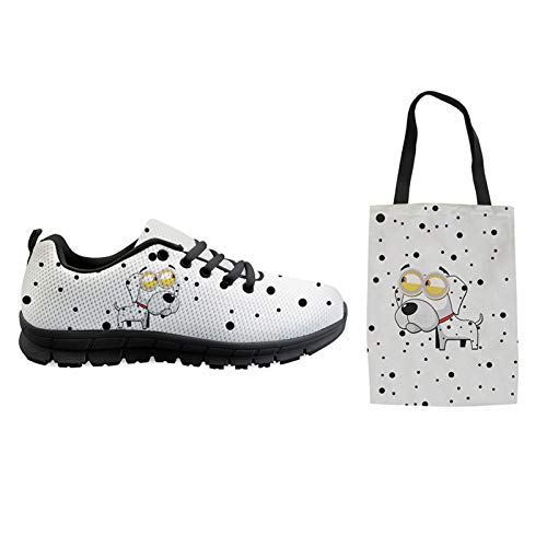 HUGS IDEA Neuheit Cartoon Dalmatiner Hund Sneaker Täglich Freizeitschuhe Canvas Bag Set Set, Ultraleichtes Jogging Laufsportschuhe EU 46 von HUGS IDEA