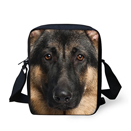 HUGS IDEA Niedliche Damen-Umhängetasche, Denim, Katze, Hund, bedruckt, kleine Umhängetasche, Mini-Schultertasche, Deutscher Schäferhund, Small von HUGS IDEA