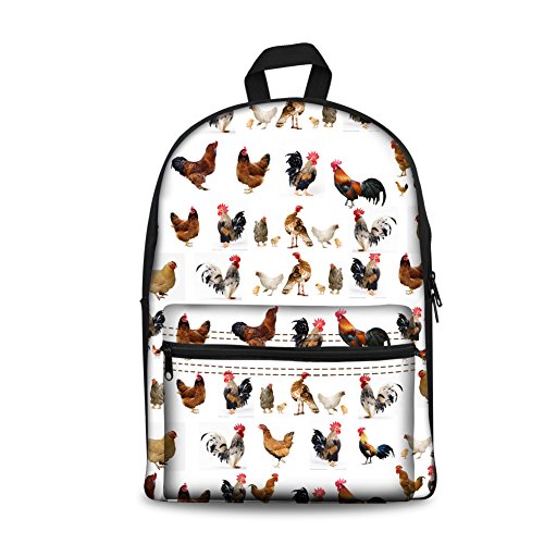 HUGS IDEA Rucksack mit Huhn-Motiv, lustig, für Kinder, Schulranzen, Büchertasche. von HUGS IDEA