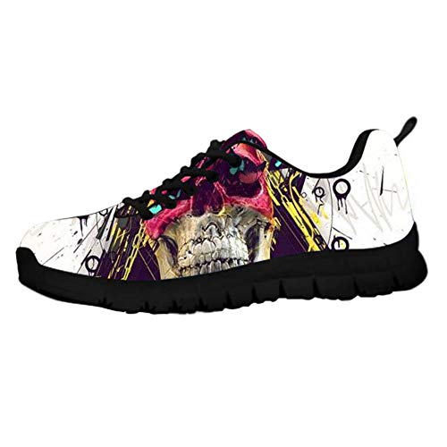 HUGS IDEA SchäDel Hip Hop Neuheit Punk SchäDel Mode Sneakers Alltags-Freizeitschuhe, Ultraleichte Jogging-Laufschuhe EU 40 von HUGS IDEA