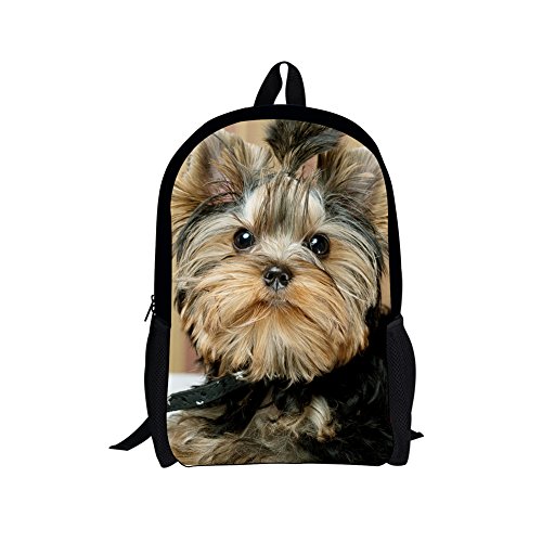 HUGS IDEA Schulrucksack mit Tierdruck, Schultasche, Reise-Schultertasche, Yorkshire Terrier, Large, Kinderrucksack von HUGS IDEA