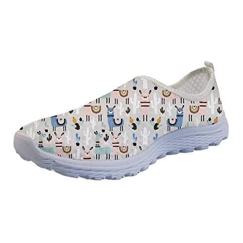 HUGS IDEA Sneakers für Herren und Damen, lässig, Netzstoff, bequem, leicht, lässig, Lauf-Sneakers, Blumenhund, Cartoon-Tierzahn-Druck, panda, 38.5 EU von HUGS IDEA